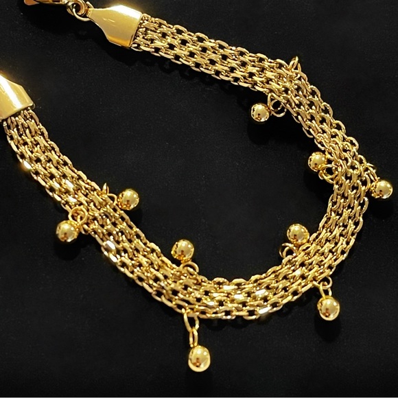 ✨18K Gold Plated Chain Bracelet W gold beads (adjustable length) - Picture 2 of 4